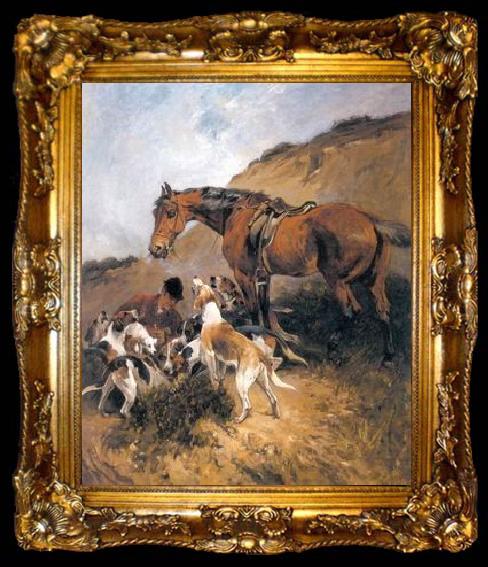 framed  unknow artist Classical hunting fox, Equestrian and Beautiful Horses, 035., ta009-2